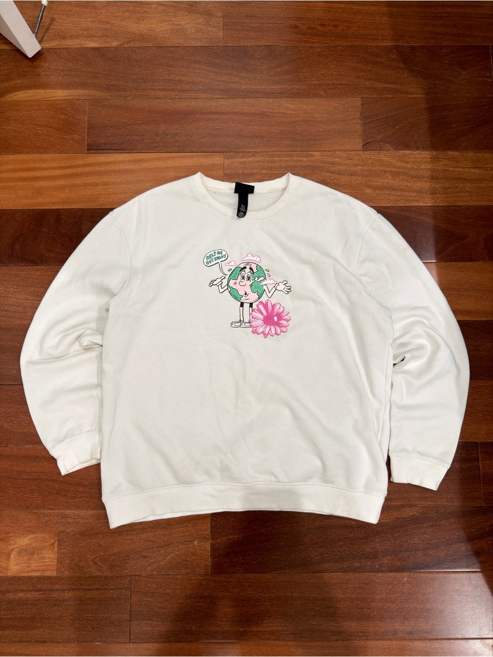 H&M Cream Cotton Crewneck Sweatshirt